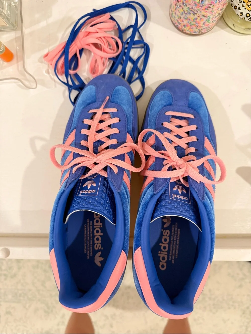 adidas Gazelle Blue and light Pink Suede Sneakers